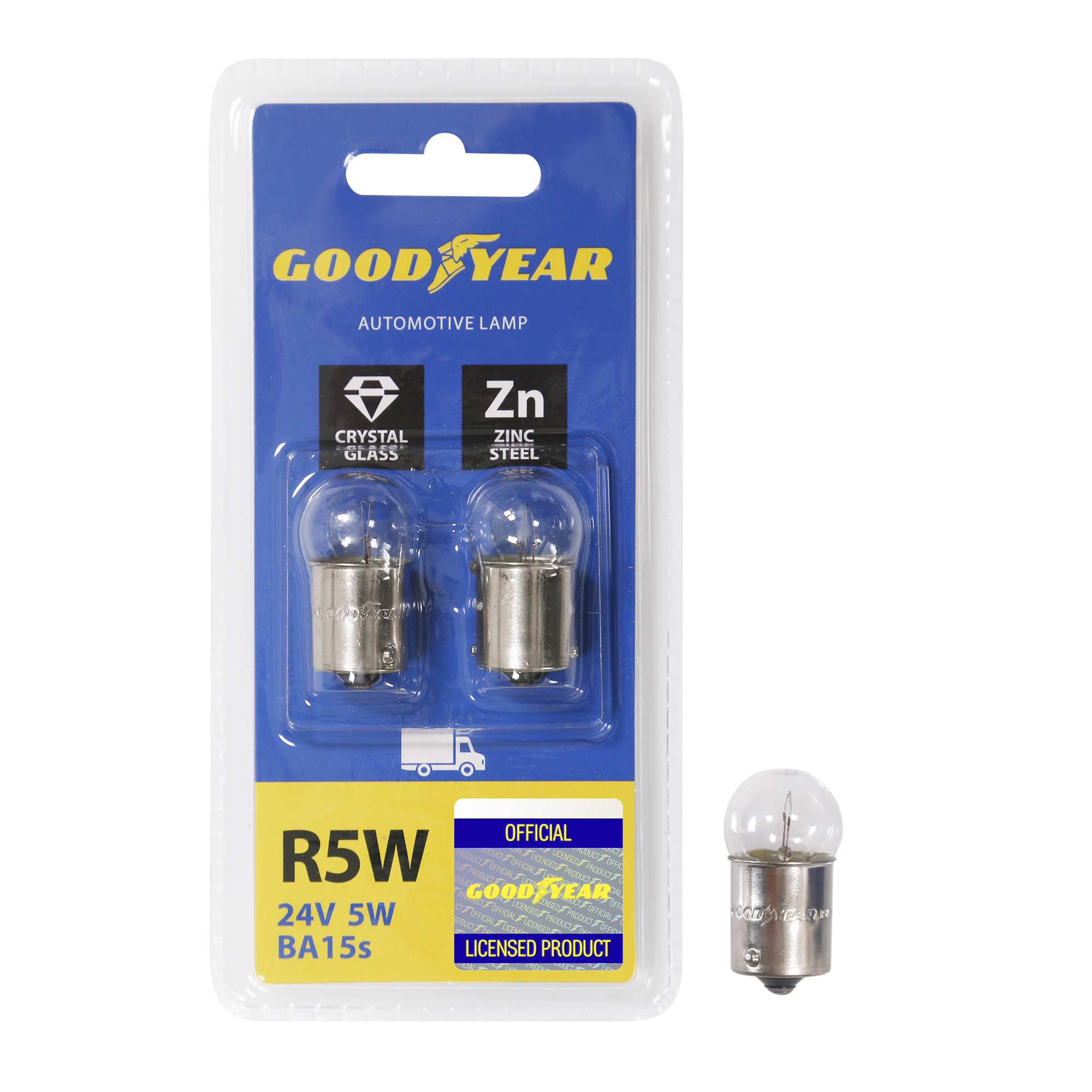 картинка Лампа накаливания автомобильная Goodyear R5W 24V 5W BA15s (блистер: к-т 2шт.)* от Свежаяшина.рф