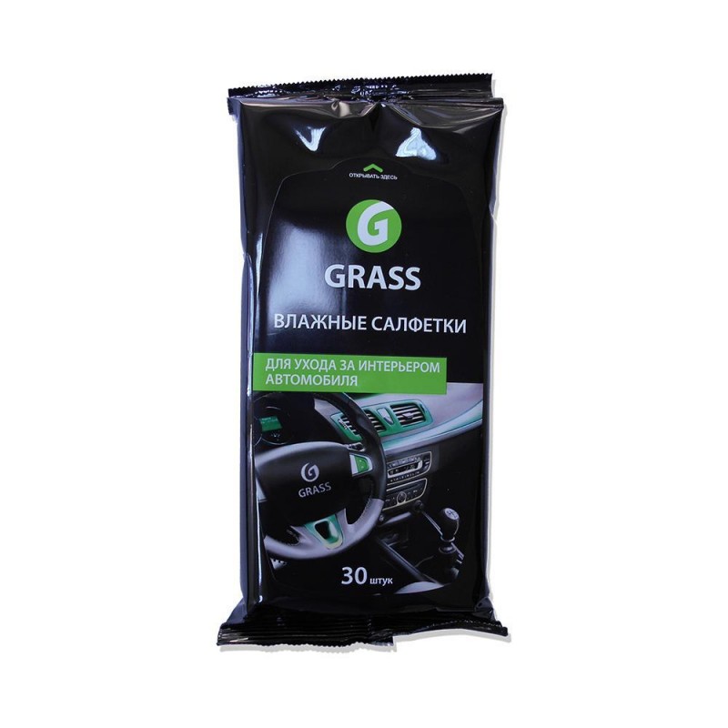 картинка Салфетки влажные для интерьера автомобиля 30шт. GRASS от Свежаяшина.рф