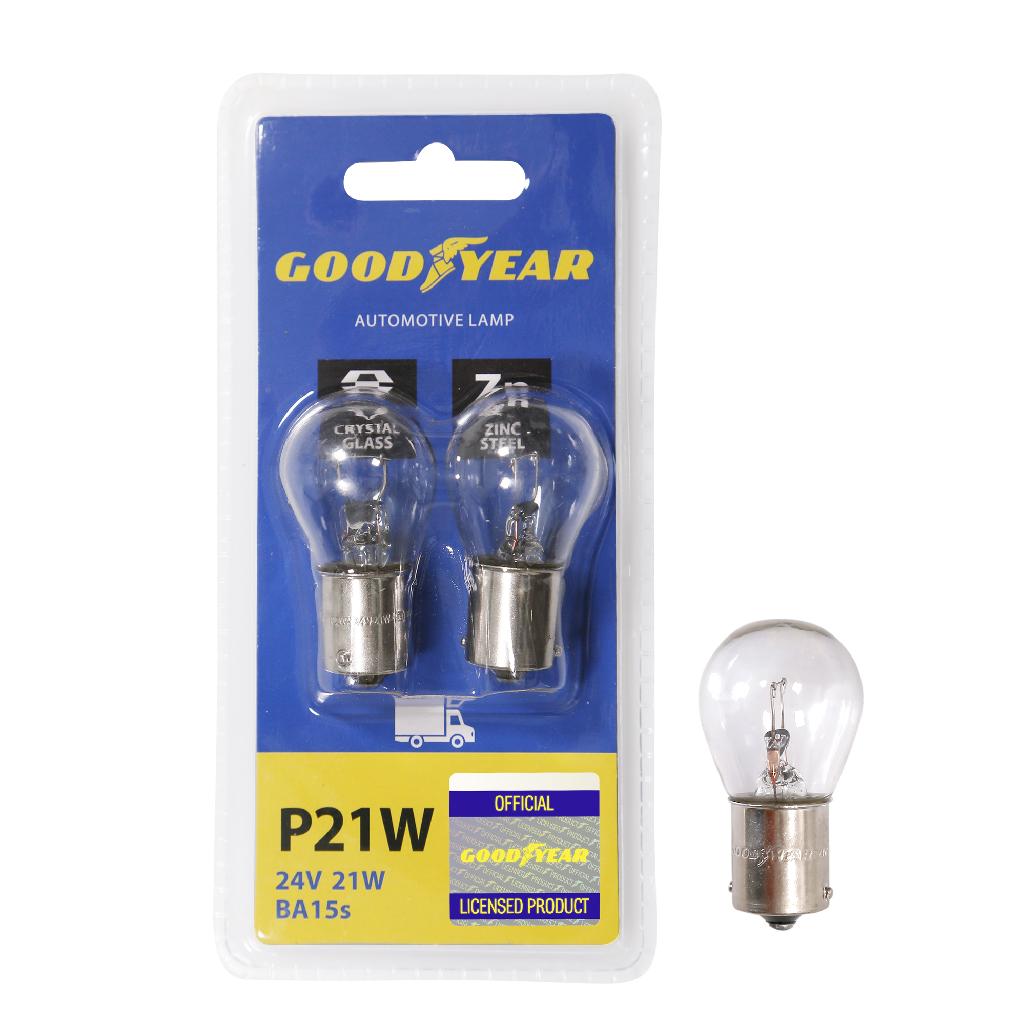 картинка Лампа накаливания автомобильная Goodyear P21W 24V 21W BA15s (блистер: к-т 2шт.)* от Свежаяшина.рф