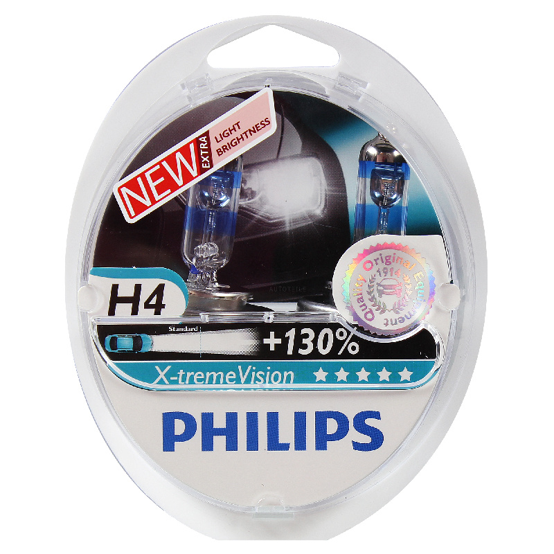 картинка Лампа Philips 12в, H4 60/ 55Вт, X-treme Vision Plus (2шт) от Свежаяшина.рф