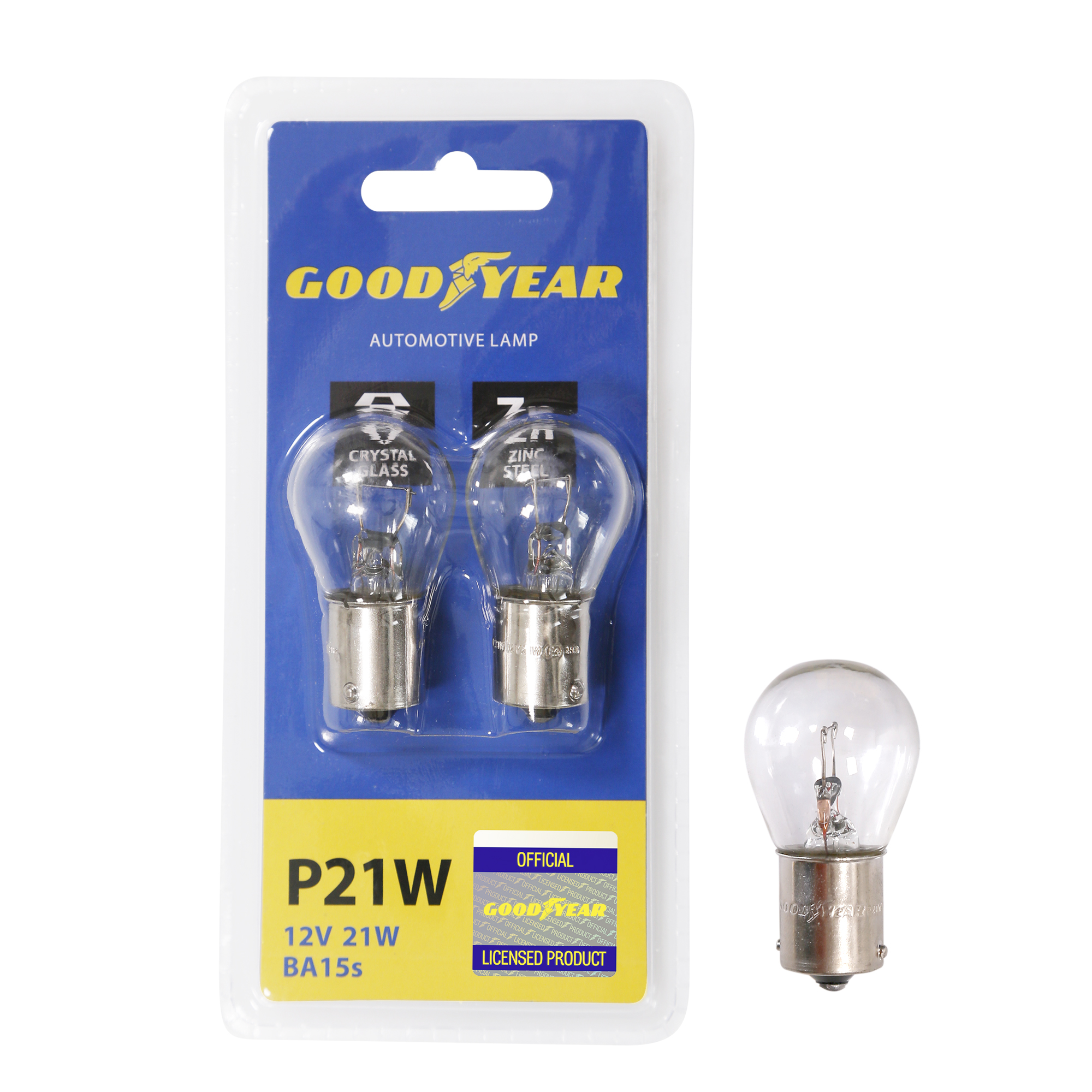 картинка Лампа накаливания автомобильная Goodyear P21W 12V 21W BA15s (блистер: к-т 2шт.) от Свежаяшина.рф