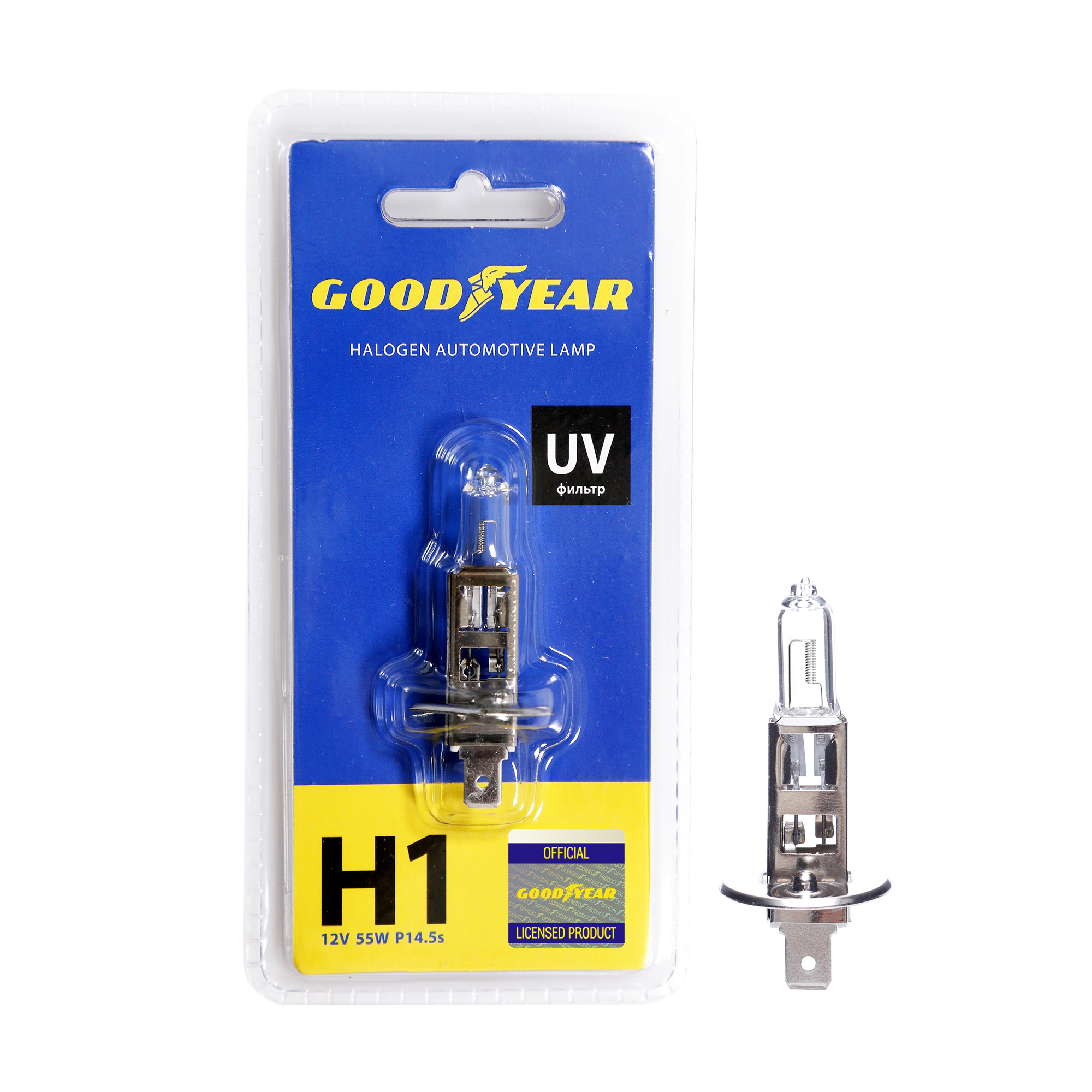 картинка Лампа автомобильная галогенная Goodyear H1 12V 55W P14,5s (блистер) от Свежаяшина.рф