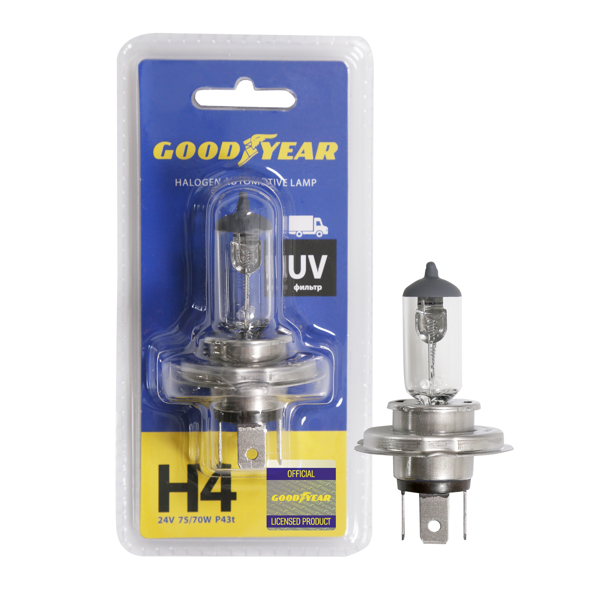 картинка Лампа автомобильная галогенная Goodyear H4 12V 60/55W P43t (+50% света) More Light от Свежаяшина.рф