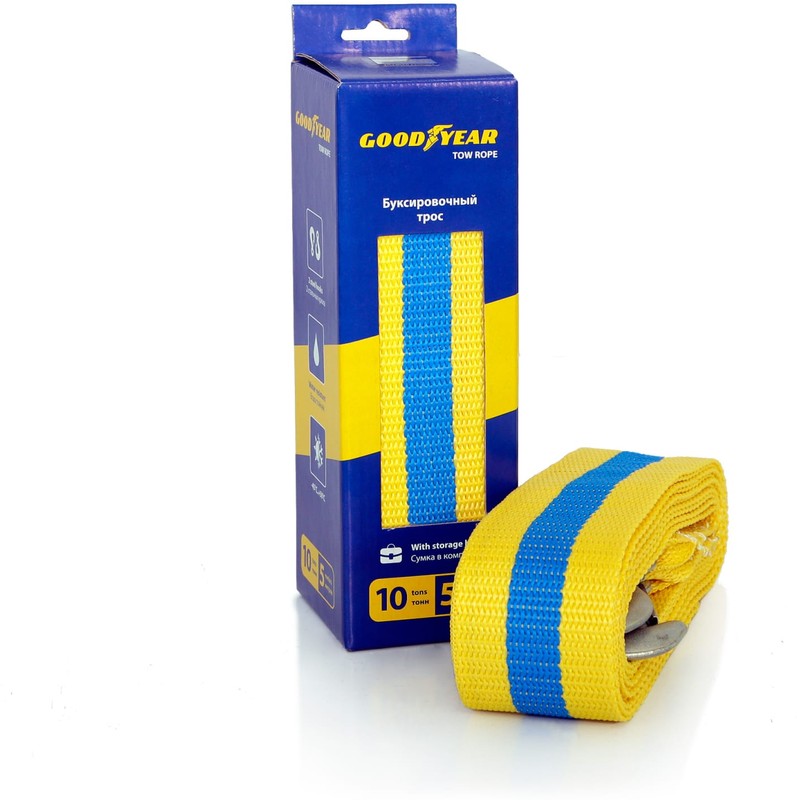 картинка Трос буксировочный 7т 2 крюка, в картоне+сумка Goodyear от Свежаяшина.рф