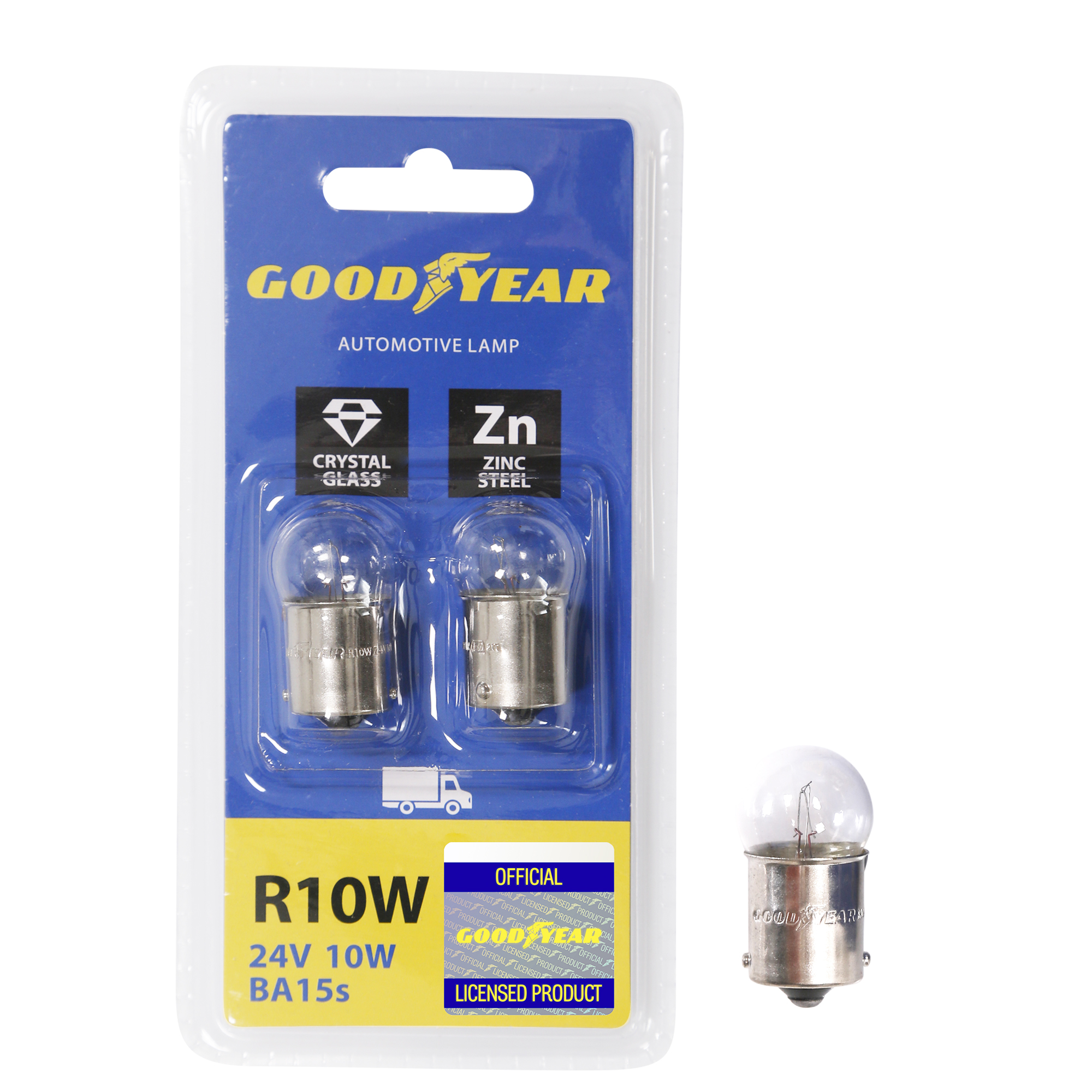 картинка Лампа накаливания автомобильная Goodyear R10W 24V 10W BA15s (блистер: к-т 2шт.) от Свежаяшина.рф