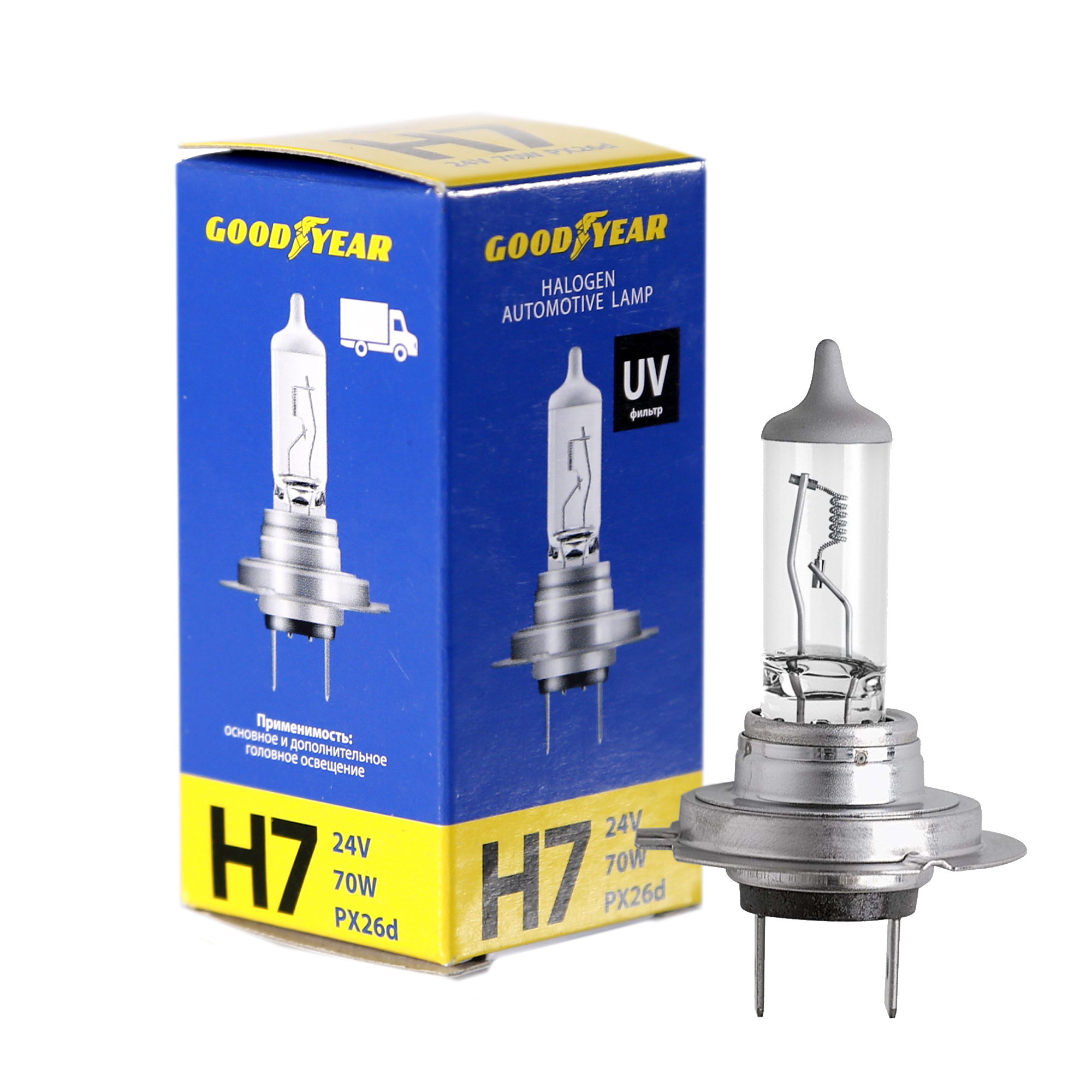 картинка Лампа автомобильная галогенная Goodyear H7 24V 70W PX26d от Свежаяшина.рф