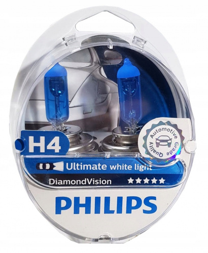 картинка Лампа автомобильная "PHILPS" H4 12V-60/55W Diamond Vision (2шт) от Свежаяшина.рф