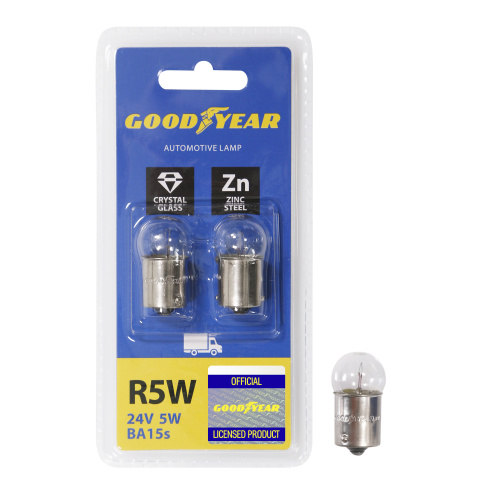картинка Лампа накаливания автомобильная Goodyear R5W 24V 5W BA15s (блистер: к-т 2шт.)* от Свежаяшина.рф