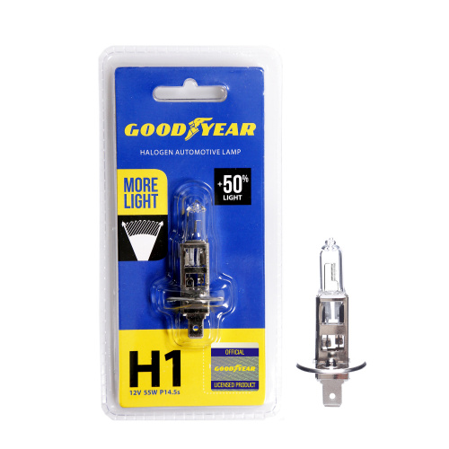 картинка Лампа автомобильная галогенная Goodyear H1 12V 55W P14,5s (+50% света) More Light от Свежаяшина.рф